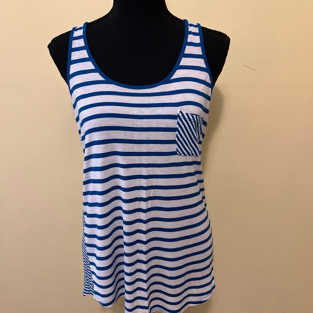 Forever 21 Blue and White Striped Tank Top